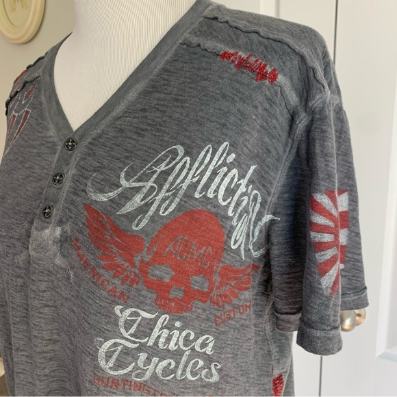 Affliction American Customs Burnout Henley Tee - Picture 7 of 14